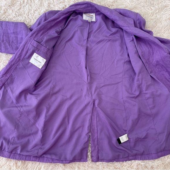 Ronny Kobo Klover Linen Blazer padded shoulder button purple lilac SZ XS lined - Picture 13 of 13